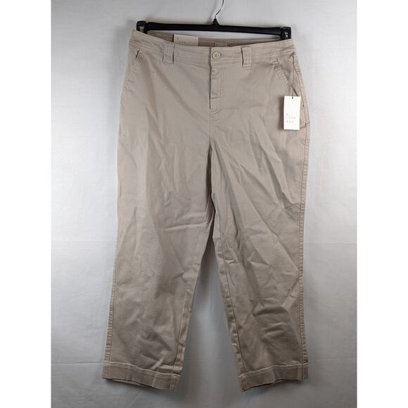 High Rise Straight Leg Ankle Pants Cropped Capris A‎ New Day Light Brown 18 Flat - Picture 1 of 7